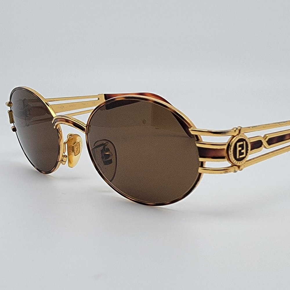 Fendi SL 7031 Col. 123 Gold Tortoise Frame Brown Lens Sunglasses w/ Case Italy